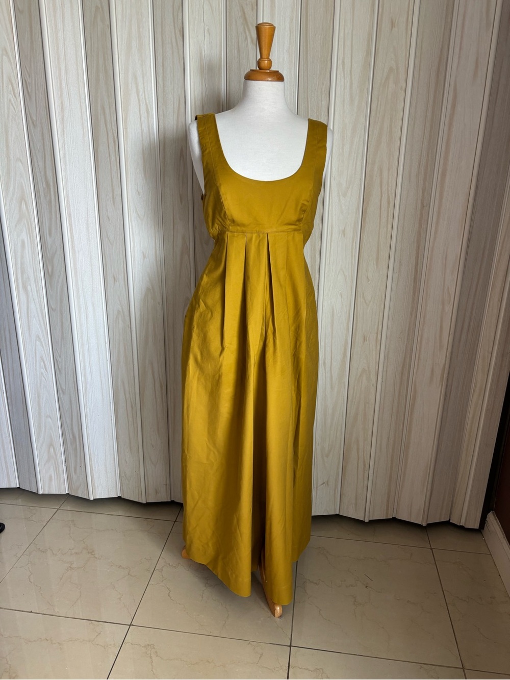 Scoop Neck Maxi Dress in Mustard Yellow